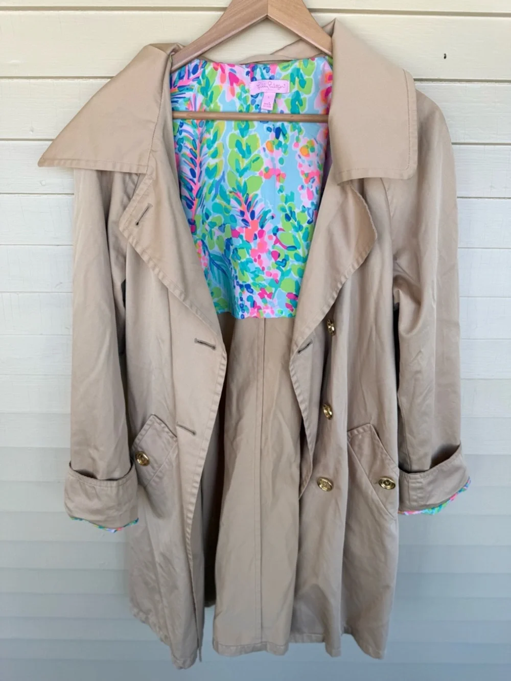 Lilly Pulitzer Qynn Trench Coat Tan - Picture 6 of 13